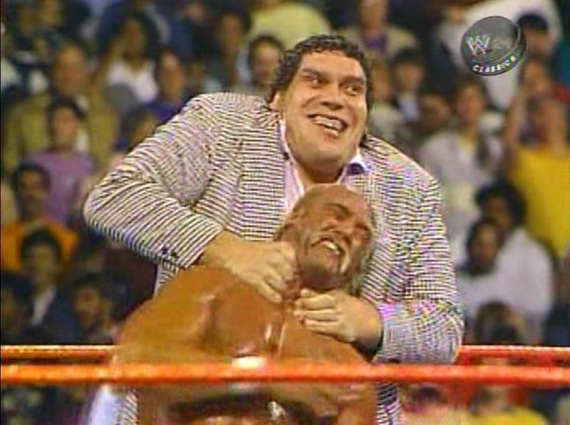 Andre the Giant attacks Hulk Hogan on Saturday Night&#039;s main event.