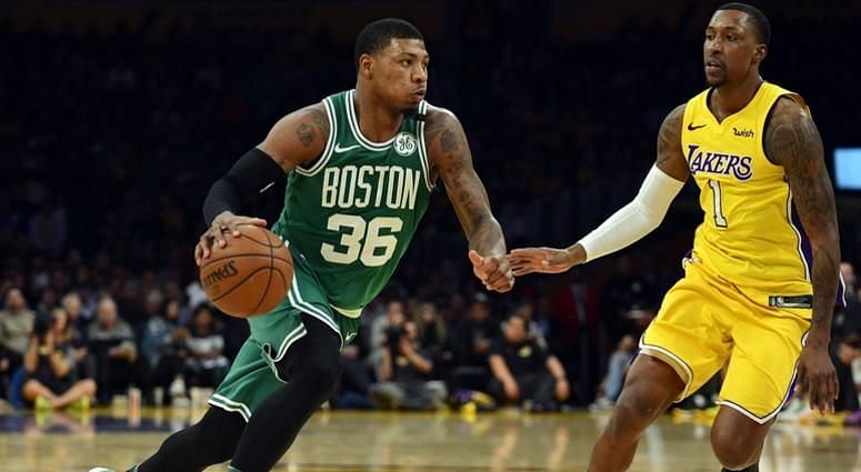 Marcus Smart in action against LA Lakers