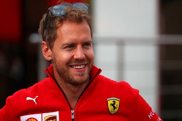 Sebastian Vettel of Germany  and  Scuderia Ferrari in the...
