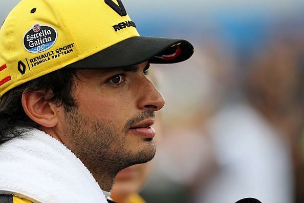 Carlos Sainz  of Spain  and Renault  in the paddock during...