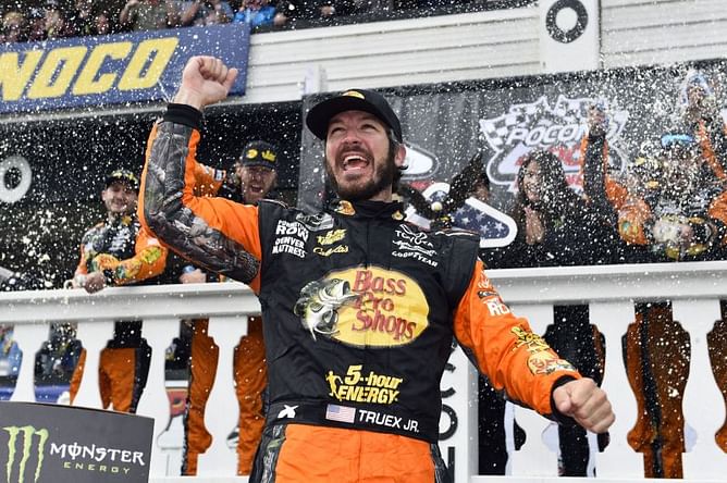 Truex pulls away on final restart to win at Pocono Raceway