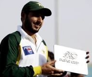 Pakistani cricketer Shahid Afridi holds
