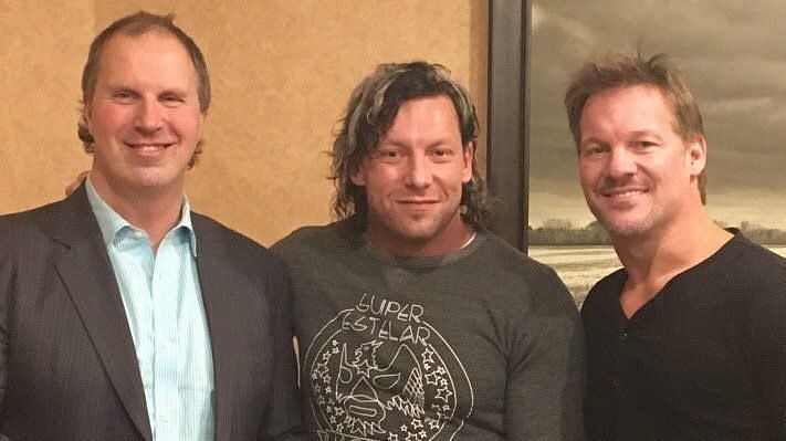 Starting from left to right: Don Callis, Kenny Omega, Chris Jericho 