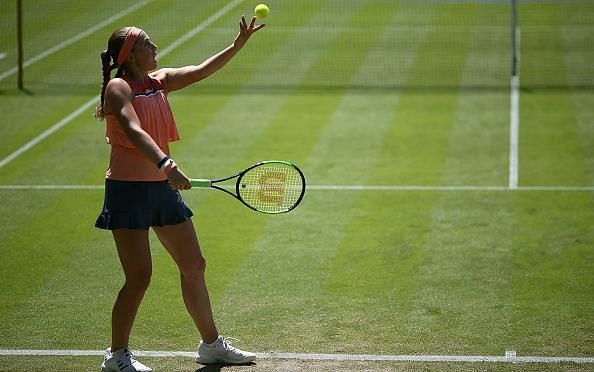 Jelena Ostapenko puts away Mihaela Buzarnescu at the Nature Valley International