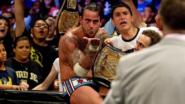 CM Punk after winning the WWE Title from John Cena 