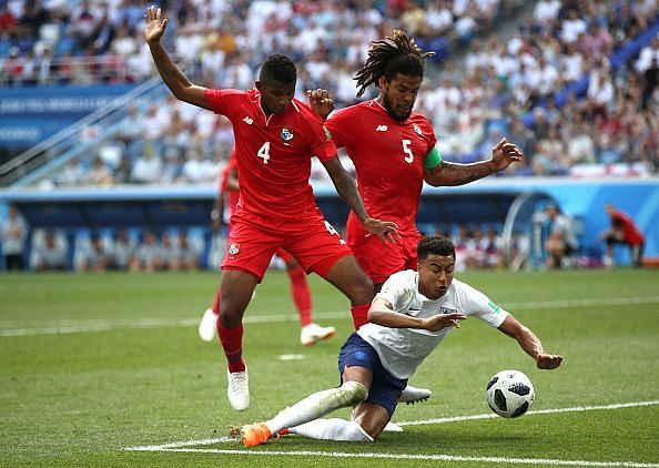 Fidel Escobar (no.4) had an extremely poor game for Panama