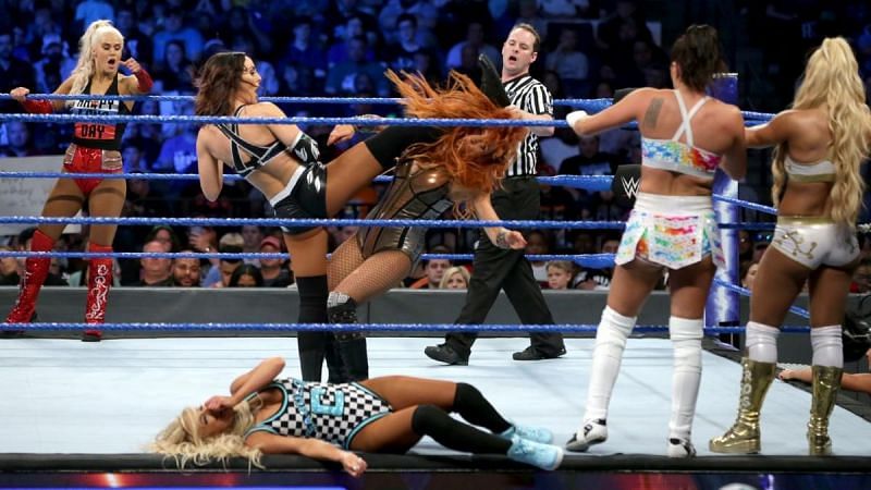 Image result for wwe 10 women tag tema match smackdown live 12 june