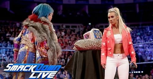 Asuka and Carmella face-off after SmackDown GM Paige's announcement of title match at MITB