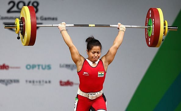 Sanjita Chanu in action at the 2018 Commonwealth Games