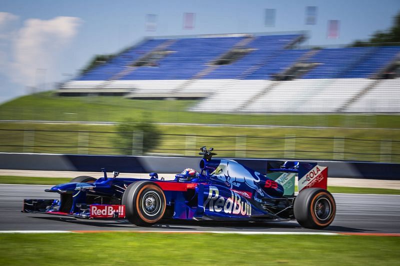 Marc Marquez in action in the Toro Rosso F1 car