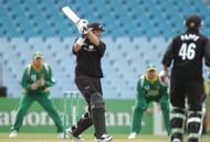 New Zealand's Stephen Fleming hits a four against