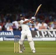 Rahane cuts, on his way to a century at Lord's