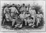 Sport, Cricket, England tour to Australia 1876-1877, The England cricket team which played the first test series in Australia, James Lillywhite's professional team whose match against a combined eleven from Melbourne and Sydney in 1877 has become accepted