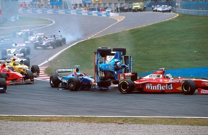 The race would be remembered for the constant accidents between Trulli and Alesi