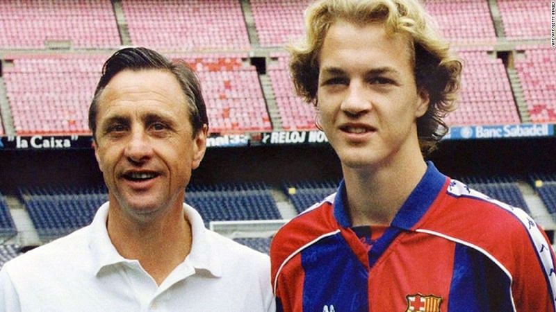 Johan and Jordi Cruyff in the Camp Nou