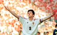 Croatian striker Davor Suker celebrates after scor