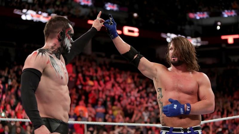 Finn Balor and AJ Styles congratulated each other after their match