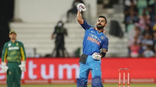 Kohli celeberates his 33rd ODI hundred