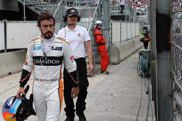 Fernando Alonso of Spain  and McLaren F1 Team   returns to...