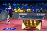 João Monteiro in action during Maharashtra United vs Falcons TTC on Day 1 of Ultimate Table Tennis Season 2 (Image credits - Maharashtra United FB page)