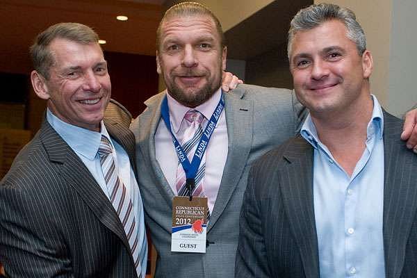 Vince McMahon (Left) and Triple H (Center) are widely-respected for their business skills the world over