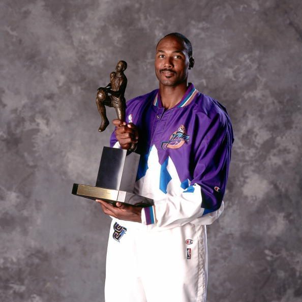 Karl Malone Portrait with MVP Trophy