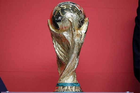 2018 FIFA World Cup trophy in Moscow&#039;s Sheremetyevo Airport