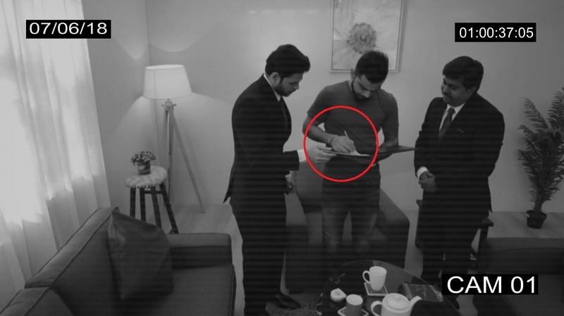 A few days old leaked CCTV Footage of Virat Kohli signing a contract form. Aaaand Twitter didn&#039;t keep mum.