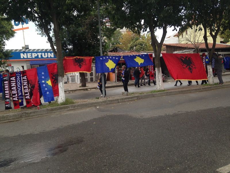Kosovo and Albania flags
