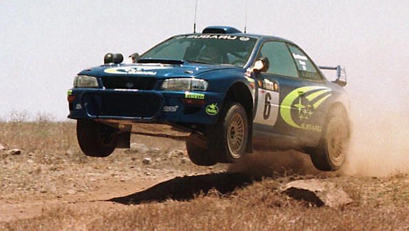 The Subaru Impreza WRC of Finns Juha Kankkunen and