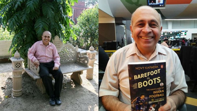 L - Novy Kapadia takes a break in the park, R - Novy Kapadia at a book launch