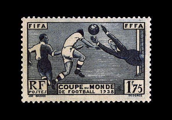 Postage stamp commemorating 1938 FIFA World Cup