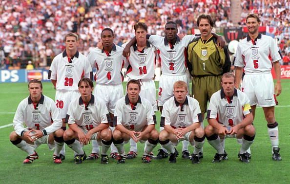1998 World Cup Finals. St, Etienne, France 30th June, 1998. England 2 v Argentina 2. (Argentina win 4-3 on penalties). England team group before the match the match.