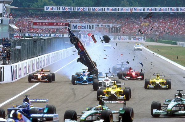 Luciano Burti goes flying at Hockenheimring