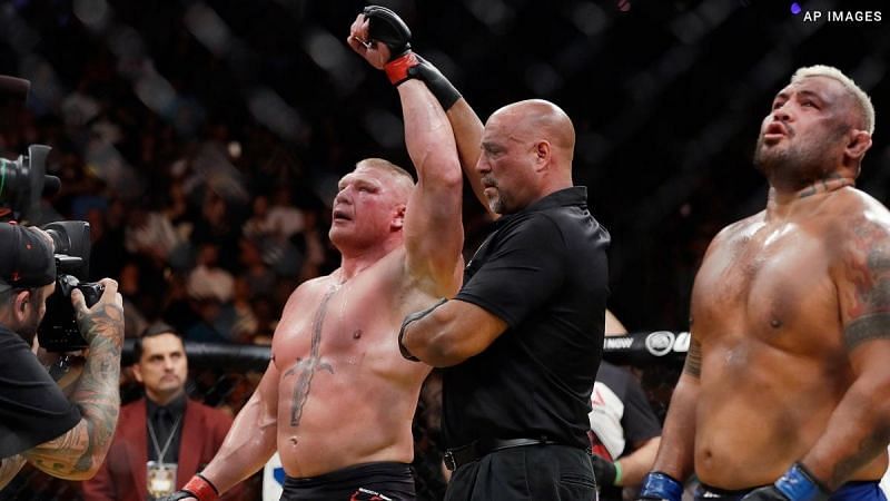 Brock Lesnar defeated Mark Hunt in their match in UFC
