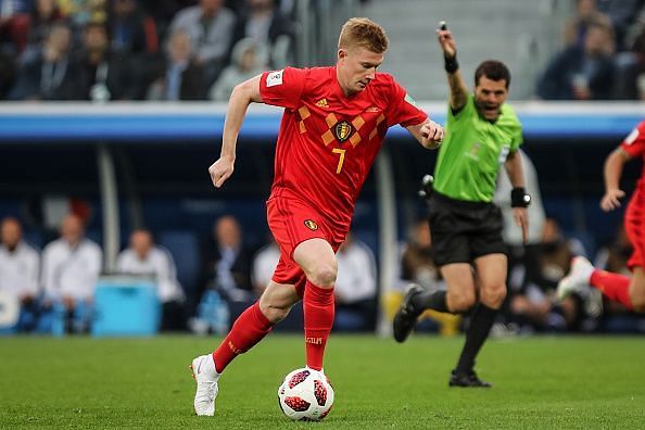 Kevin De Bruyne of Belgium during match between France and...