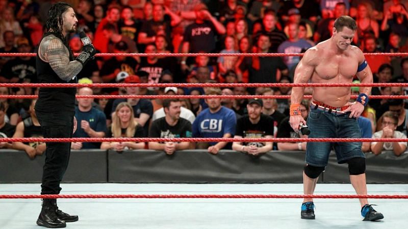 Reigns in a promo battle with John Cena