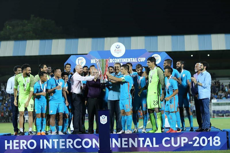 The Indian football team - Recently crowned champions of the 4-nation Intercontinental Cup