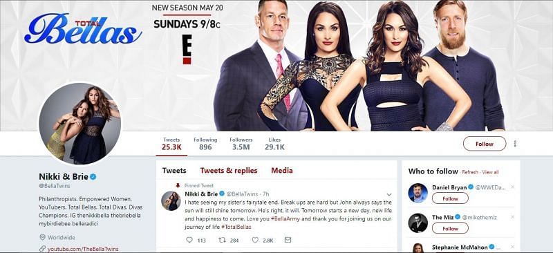 Nikki and Brie Bella still share a Twitter page 