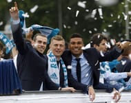 Real Madrid Celebrate After Victory In The Champions League Final Against Liverpool