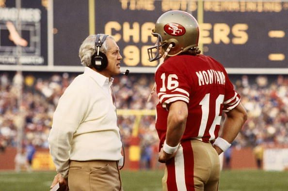 San Francisco 49ers Coach Bill Walsh and QB Joe Montana