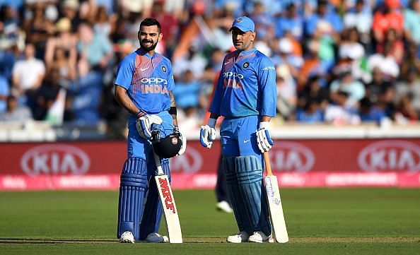 Virat Kohli and MS Dhoni helped India reach a score of 148 in their 20 overs.