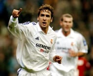 Real Madrid's Raul Gonzalez jubilates after scorin