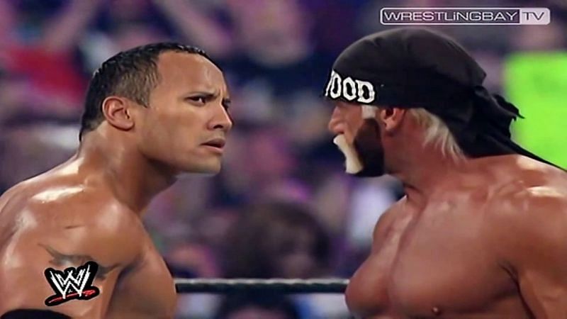 Image result for the rock vs hogan wrestlemania 18