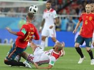 Image result for andres iniesta sergio ramos morocco mix up