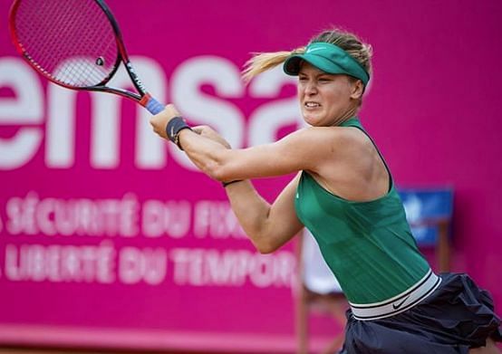 Eugenie Bouchard lays down a strong finish to her quarterfinal win at the Ladies Championship Gstaad (Source: Instagram)