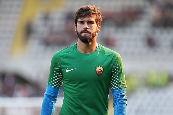 Allison Becker of As Roma  looks on before the Serie A...