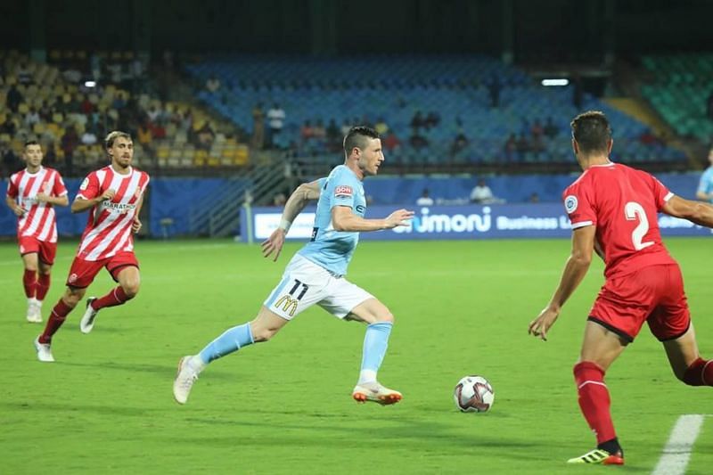 Action from the match between Girona FC and Melbourne City FC