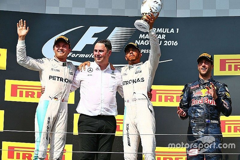 Hamilton won with Rosberg in second place
