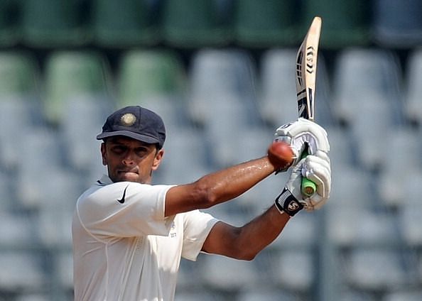 Indian batsman Rahul Dravid plays a shot